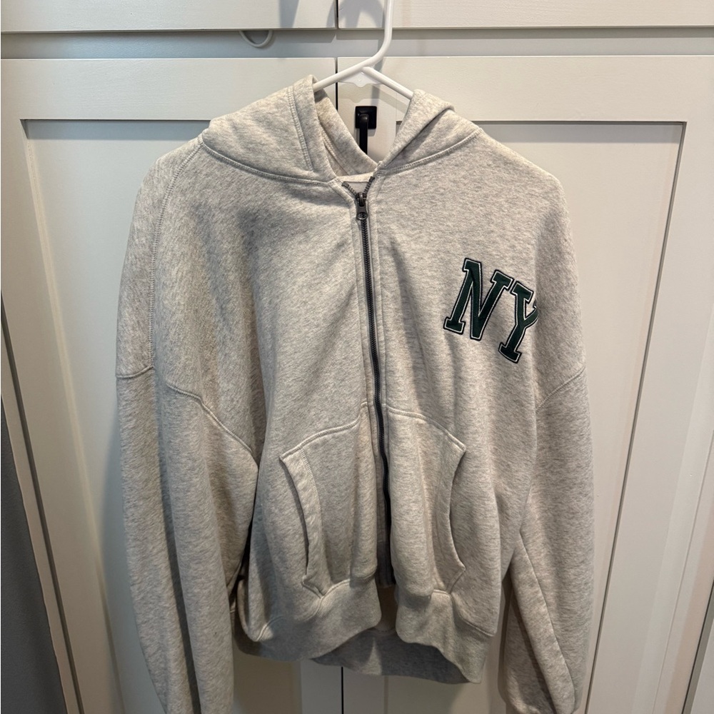 Gray Hollister Zip-Up NY Hoodie